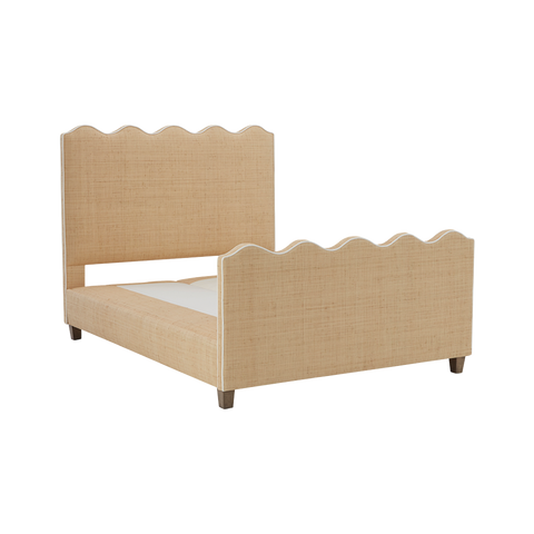 Wave Platform Bed with Footboard - Natural Raffia