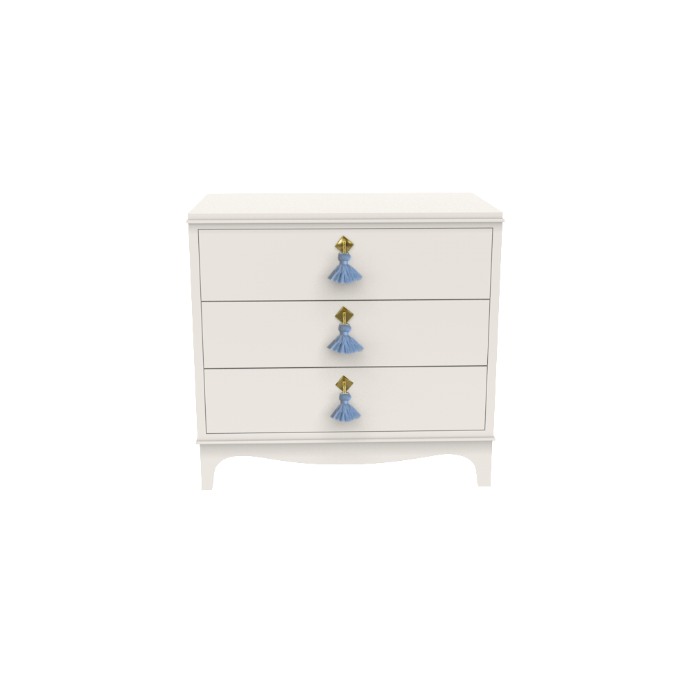 Small white, three drawer night stand.