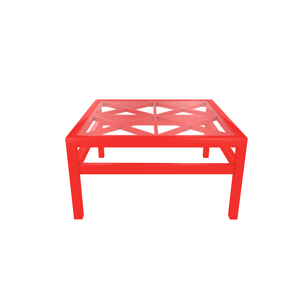 Small square coffee table in fireworks red.