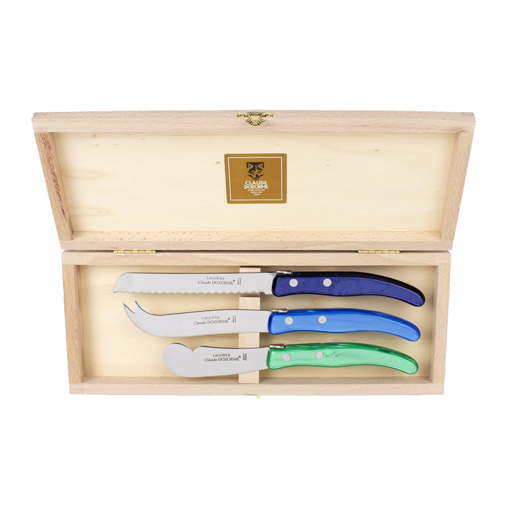 Set of 3 Cheese Knives Box Set - Blues