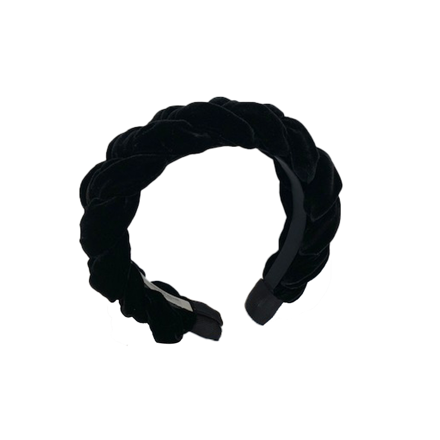 Velvet Braided Headband - Black