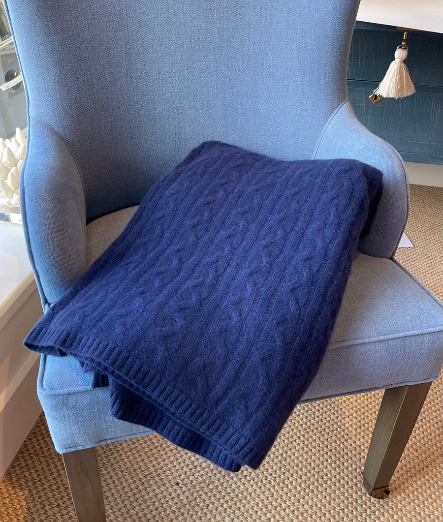 Cashmere Cable Throw - Midnight