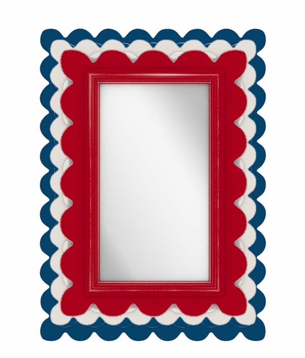 Custom Capri Large Mirror - 3 Colors - Outside Row NY Blue / Middle Row White Dove / Inside Row and Frame Bolero - All