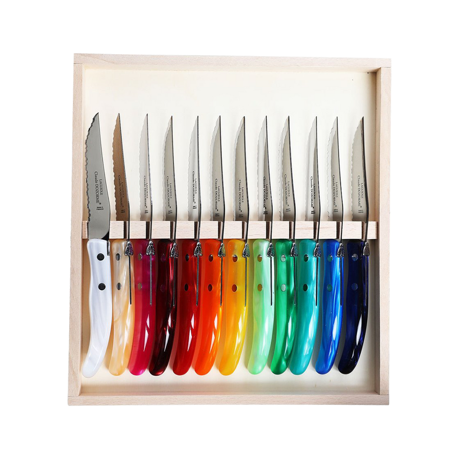 Set of 12 Assorted Color Steak Knives Box Set