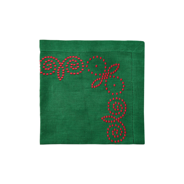 Emerald Henna Embroidered Napkins Set of 4 - 2022 holiday gift guide