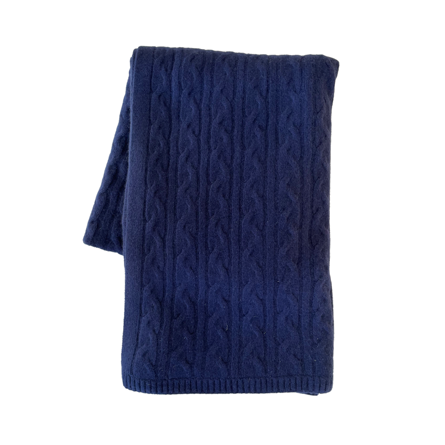 Cashmere Cable Throw - Midnight