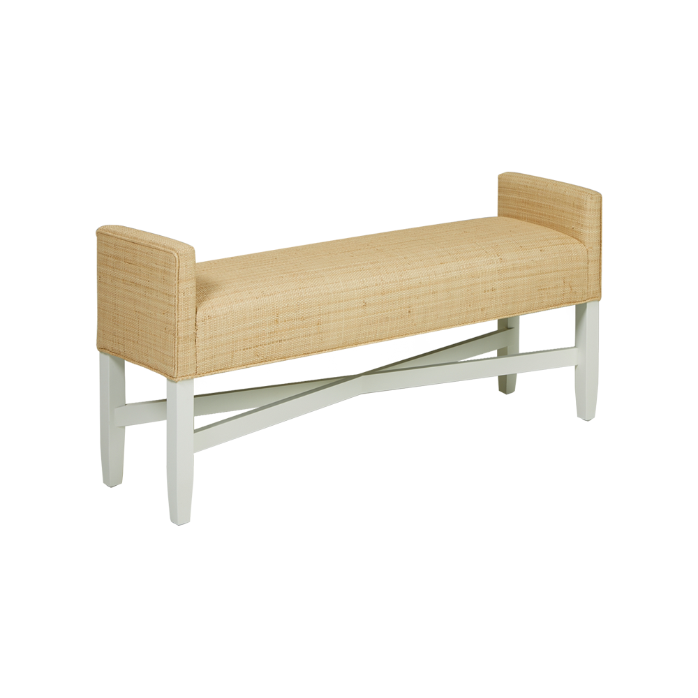 Backless X Bench in Natural Raffia